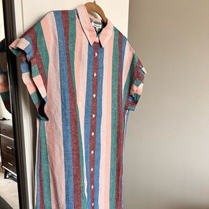 Colorful short sleeve collared shirt dress